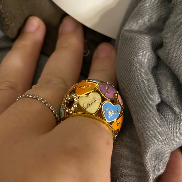 Coach Poppy Enamel and Rhinestone Hearts Ring - Picture 4 of 6